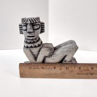 Vintage Reclining Chac Mool Mayan Stone Figurine, Mexican Aztec Carved Stone Statue