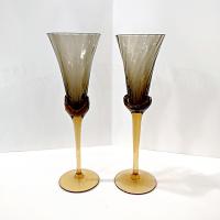 Vintage Mikasa Ginger Blossom Champagne Flutes, Set of 2, Amber Champagne Glasses
