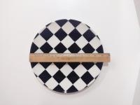 Vintage Royal Stafford Chequers Dinner Plates, Set of Two, Black and White Checkerboard Ceramic Stoneware Plates