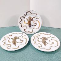 Vintage Gold Gilted Cherub Angel Appetizer Dessert Plates, Set of 3, Gold Metallic Holiday Plates
