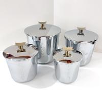 Vintage Everedy Classic Stainless Steel Four Piece Canister Set, MCM Flour Sugar Coffee Tea Metal Canister Set