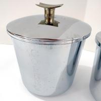 Vintage Everedy Classic Stainless Steel Four Piece Canister Set, MCM Flour Sugar Coffee Tea Metal Canister Set