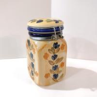 Vintage Tuscan Style Painted Ceramic Clamp Lid Jar, Airtight Cannister Storage Container