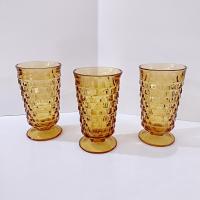Vintage Colony Whitehall Amber Footed Iced Tea Glass, Indiana Glass MCM Glassware