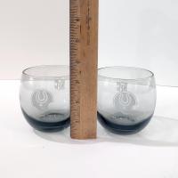 Vintage Baltimore Colts NFL Team Smoky Gray Lowball Whiskey Glasses, Set of Two