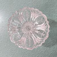 Antique Footed Cut Crystal Glass Compote, Vintage UV Reactive Glowing Glass Bowl