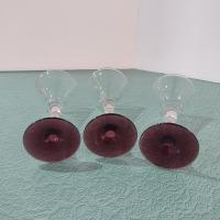 Vintage Purple Amethyst Cordial Glasses, Set of Three