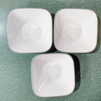 Corelle Blushing Rose Adlyn Square Cereal Salad Bowls, Set of Three, White Bowls with Gray Rims