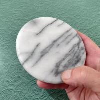 Vintage White Marble Coasters with Holder, Set of Five