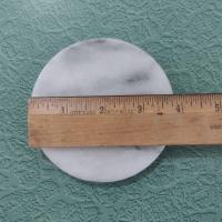 Vintage White Marble Coasters with Holder, Set of Five