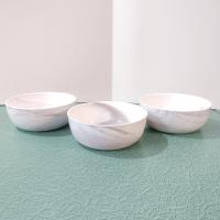 Vintage Artisinal Kitchen Supply Coupe Marble Gray Porcelain Soup Cereal Bowls, Set of 3