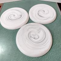 Vintage Artisinal Kitchen Supply Coupe Marble Gray Porcelain Dinner Plates, Set of 3