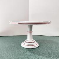 Antique Milk Glass 9 Inch Pedestal Cake Plate, Challinor Taylor Floral Design Cake Stand, Pastry Dessert Display Plate