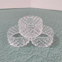 Vintage Fostoria Heritage Clear Glass Napkin Rings, Set of 3, Diamond Pattern Glass Napkin Holders