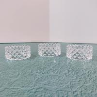 Vintage Fostoria Heritage Clear Glass Napkin Rings, Set of 3, Diamond Pattern Glass Napkin Holders