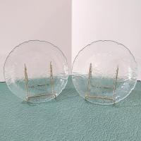 Vintage Arcoroc Canterbury Crocus 7.5 Inch Clear Glass Salad Dessert Plates, Set of 2
