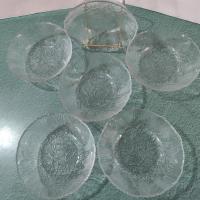 Vintage Arcoroc Canterbury Crocus Clear Glass Cereal Salad Bowls, Set of 6