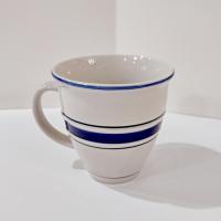 Vintage Country Crock Stoneware Coffee Mug, White with Blue Stripes