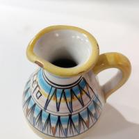 Vintage Italian Hand-Painted Ceramic Cruet Set, Oil and Vinegar Pitchers with Holder