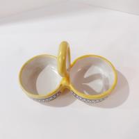 Vintage Italian Hand-Painted Ceramic Cruet Set, Oil and Vinegar Pitchers with Holder