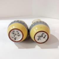 Vintage Italian Hand-Painted Ceramic Cruet Set, Oil and Vinegar Pitchers with Holder