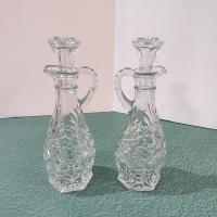 Vintage Anchor Hocking Prescut Clear Star of David Cruet Set, Oil and Vinegar Cruets, Bud Vases