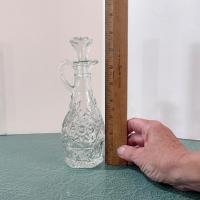 Vintage Anchor Hocking Prescut Clear Star of David Cruet Set, Oil and Vinegar Cruets, Bud Vases