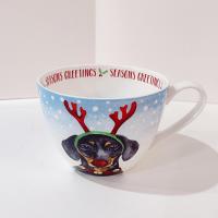 Dachshund Reindeer Christmas Mug, Portobello by Design Bone China Large Oversized Holiday Coffee Mug