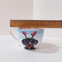 Dachshund Reindeer Christmas Mug, Portobello by Design Bone China Large Oversized Holiday Coffee Mug