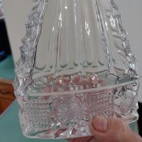 Vintage Clear Glass Whiskey Decanter with Stopper, Triangular Shaped Liquor Decanter Bottle