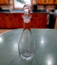 Vintage Etched Glass Ships Wine Decanter with Stopper, Nautical Barware