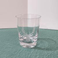 Vintage Etched Reindeer Head Whiskey Rocks Lowball Glass