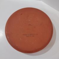 Vintage Terra Cotta and Green Ceramic Chip and Dip Bowl, Bortner and Bortner LTD Pottery
