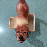 Vintage Ceramic Dachshund Planter, Dresser Caddy, Garden Decoration
