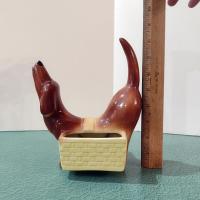 Vintage Ceramic Dachshund Planter, Dresser Caddy, Garden Decoration