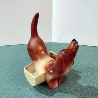 Vintage Ceramic Dachshund Planter, Dresser Caddy, Garden Decoration