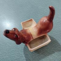 Vintage Ceramic Dachshund Planter, Dresser Caddy, Garden Decoration