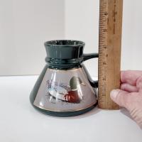 Vintage Mallard Duck Pyramid Coffee Tea Mug, Wide Base 16 Ounce Green Ceramic Coffee Mug