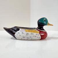 Vintage Ceramic Mallard Duck Figurative Planter Pot