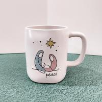 Vintage Rae Dunn Peace Nativity Scene Oversized Coffee Tea Mug, Holiday Christmas Mug