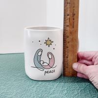 Vintage Rae Dunn Peace Nativity Scene Oversized Coffee Tea Mug, Holiday Christmas Mug