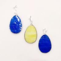 Stained Glass Easter Egg Suncatchers, Set of Three, Blue and Yellow Opalescent Glass