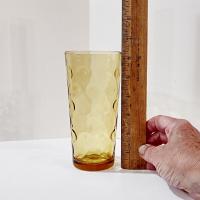 Vintage Hazel Atlas Eldorado Gold Flat Tumblers, Set of 3, MCM Retro Amber Drinking Glasses