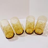 Vintage Hazel Atlas Eldorado Gold Flat Tumblers, Set of 4