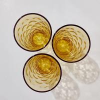 Vintage Hazel Atlas Eldorado Gold Flat Tumblers, Set of 3, MCM Retro Amber Drinking Glasses