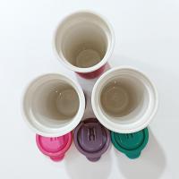 Ello Ogden Ceramic Travel Mugs, Set of 3, Purple Pink Teal Aqua Blue Ello Silicone Sleeve Cups with Lids