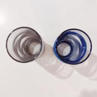 Vintage Ello Tallboy Glasses, Set of Two, Silicone Sleeve Bumper Glasses, Blue and Grey Ello 16 ounce Easy Grip Non-Slip Glasses