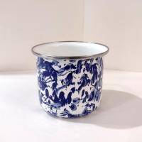 Vintage Blue and White Spatterware Enamel Mug, Large Oversized Camping Mug, Outdoor Servingware