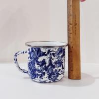 Vintage Blue and White Spatterware Enamel Mug, Large Oversized Camping Mug, Outdoor Servingware