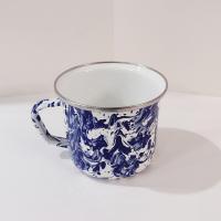 Vintage Blue and White Spatterware Enamel Mug, Large Oversized Camping Mug, Outdoor Servingware